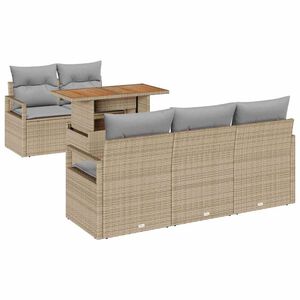 vidaXL Garten-Sofa-Set mit Kissen 6 pcs Beige und Hellgrau