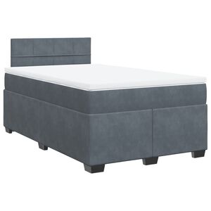 vidaXL Boxspringbett mit Matratze Dunkelgrau 120x200 cm Samt