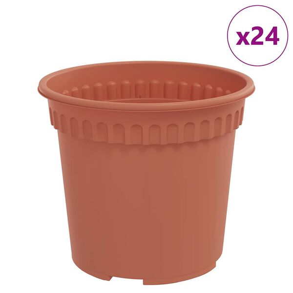 vidaXL Runder Blumentopf 24 pcs Ziegelrot &Oslash; 15 x 12 cm Kunststoff