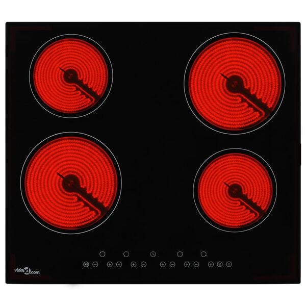 vidaXL Glaskeramik-Kochfeld mit 4 Platten Touch Control 6000 W