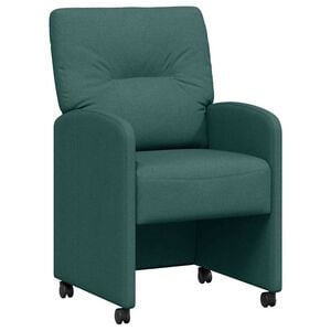 vidaXL Esszimmerst&uuml;hle mit Rollen 2 stk. Stoff Dunkelgr&uuml;n