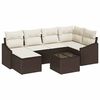 vidaXL Sofa Set mit Kissen 7 pcs Braun Poly Rattan