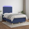 vidaXL Boxspringbett mit Matratze & LED Blau 120x190 cm Stoff