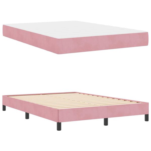 vidaXL Boxspringbett mit Matratze Rosa 160 x 210 cm Stoff