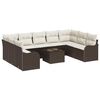 vidaXL Garten-Sofa-Set mit Kissen 10 pcs Braun und Weiß Poly Rattan