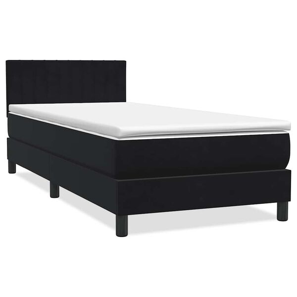 vidaXL Boxspringbett mit Matratze & LED Schwarz 90x220 cm Samt