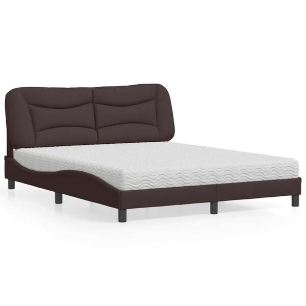 vidaXL Bett mit Matratze "Hvar" Dunkelbraun 160x200 cm Stoff