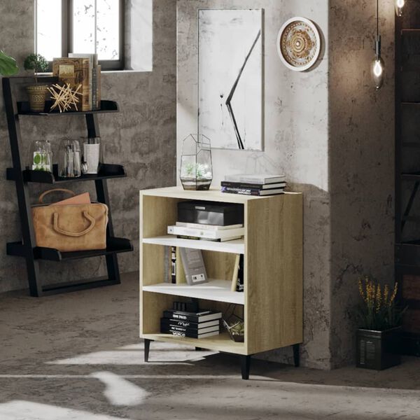 vidaXL Sideboard Wei&szlig; und Sonoma-Eiche 57x35x70 cm Holzwerkstoff