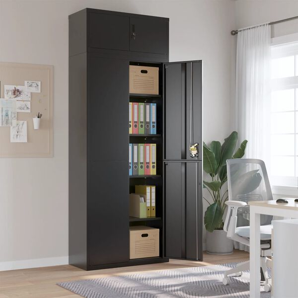 vidaXL Aktenschrank Schwarz 90x40x240 cm Stahl