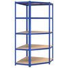 vidaXL Eckregal mit 5 B&ouml;den Blau Stahl & Holzwerkstoff