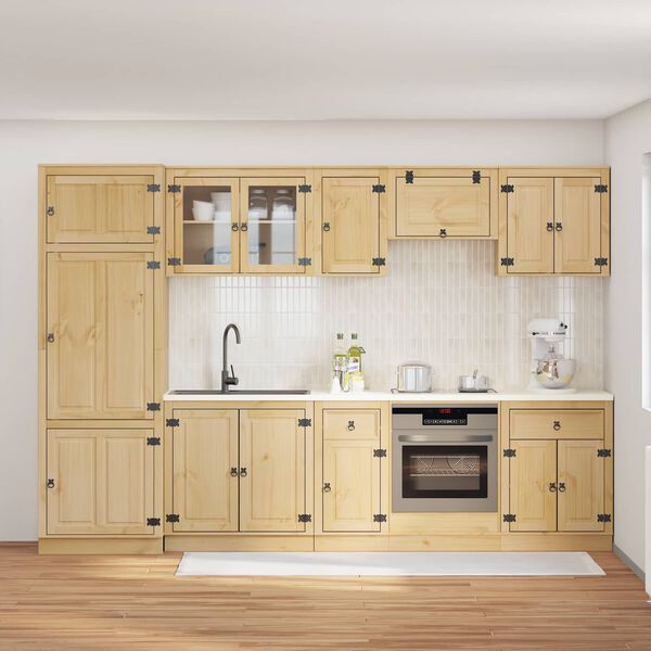 vidaXL Schrank mit Regal SKI 9 pcs Honigbraun Massives Kiefernholz