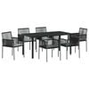 vidaXL Garten Essgruppe 7 stk. Schwarz PE-Rattan