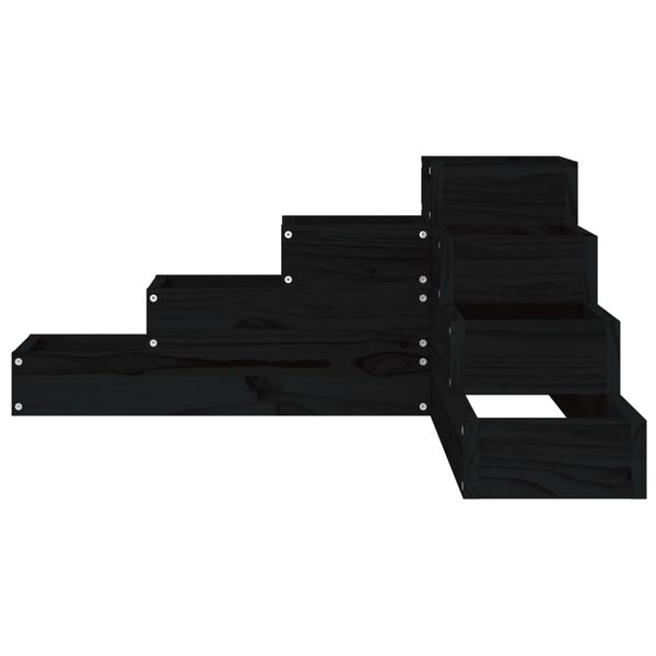 vidaXL Pflanzentreppe 4 Stufen 80,5x79x36 cm Schwarz Massivholz Kiefer
