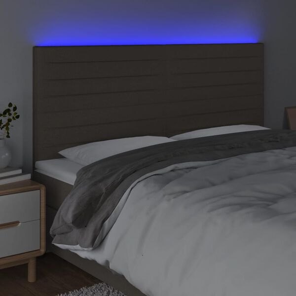 vidaXL LED Kopfteil Taupe 160x5x118/128 cm Stoff