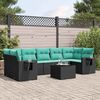 vidaXL 8-teiliges Gartensofa-Set mit Kissen, schwarzes Polyrattan
