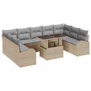 vidaXL Gartensofa-set mit Kissen 10 pcs Beige und Hellgrau Poly-Rattan