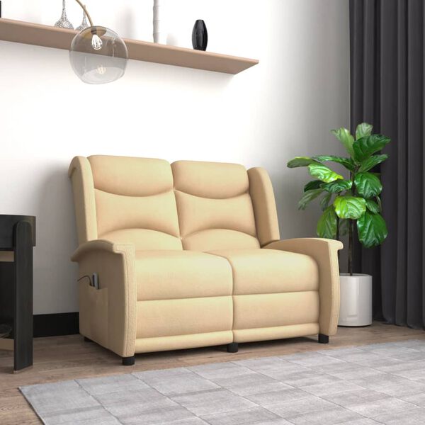 vidaXL 2-Sitzer Massagesessel Creme Mikrofaser-Gewebe
