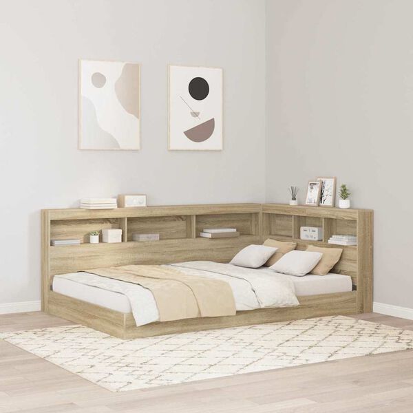 vidaXL B&uuml;cherregal-Bett Sonoma-Eiche 120 x 190 cm Holzwerkstoff