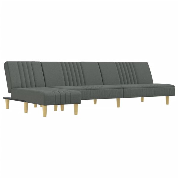 vidaXL Schlafsofa in L-Form Dunkelgrau 255x140x70 cm Stoff