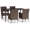vidaXL 5-tlg. Garten-Essgruppe mit Kissen Braun Poly Rattan