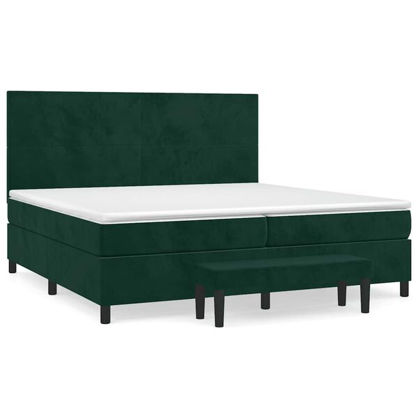 vidaXL Boxspringbett mit Matratze Dunkelgr&uuml;n 200x200 cm Samt