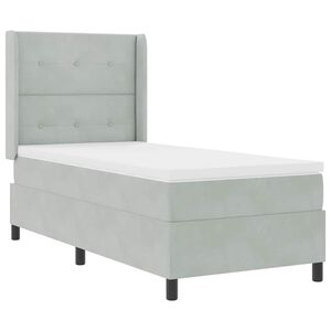 vidaXL Boxspringbett mit LED-Lichtleisten Hellgrau 80 x 200 cm Samt