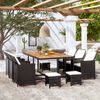 vidaXL 11-tlg. Garten-Essgruppe Poly Rattan Akazienholz Schwarz