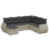 vidaXL 7-tlg. Garten-Sofagarnitur mit Kissen Hellgrau Poly Rattan