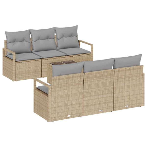 vidaXL Sofa Set 7 pcs Beige und Grau Poly-Rattan