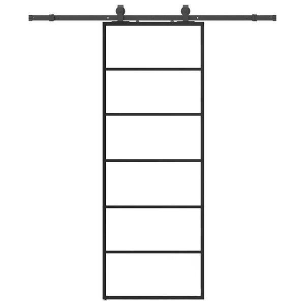 vidaXL Schiebet&uuml;r mit Beschlag Schwarz 76x205 cm ESG-Glas