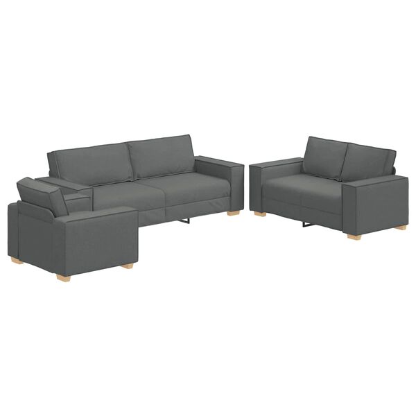 vidaXL Sofa 3 pcs Dunkelgrau 220 x 80 x 84 cm Leinenmischgewebe