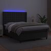 vidaXL Boxspringbett mit Matratze & LED Schwarz 140x190 cm Kunstleder