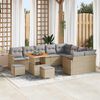 vidaXL Gartensofa-set mit Kissen mit Speicher 12 pcs Beige Poly Rattan