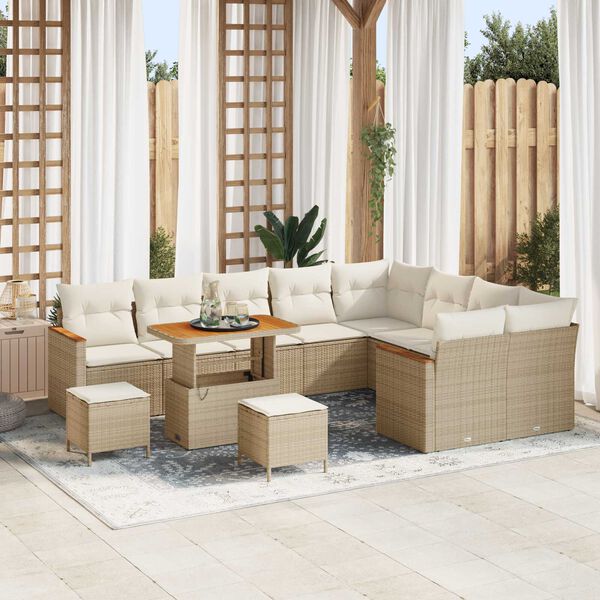 vidaXL Gartensofa-set 12 pcs Beige Poly-Rattan