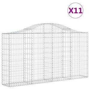 vidaXL Gabionen mit Hochbogen 11Stk. 200x30x100/120cm Verzinktes Eisen