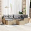 vidaXL Garten-Sofa-Set mit Kissen 7 pcs Beige und Hellgrau Poly Rattan