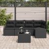 vidaXL Sofa Set mit Kissen mit Speicher 6 pcs Schwarz Poly-Rattan