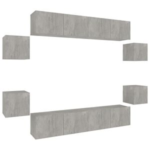 vidaXL 8-tlg. TV-Schrank-Set Betongrau Holzwerkstoff