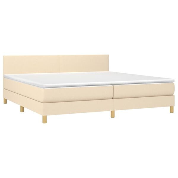 vidaXL Boxspringbett mit Matratze Creme 200x200 cm Stoff