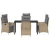 vidaXL Garten Essgruppe mit Kissen 5 pcs Beige Poly-Rattan
