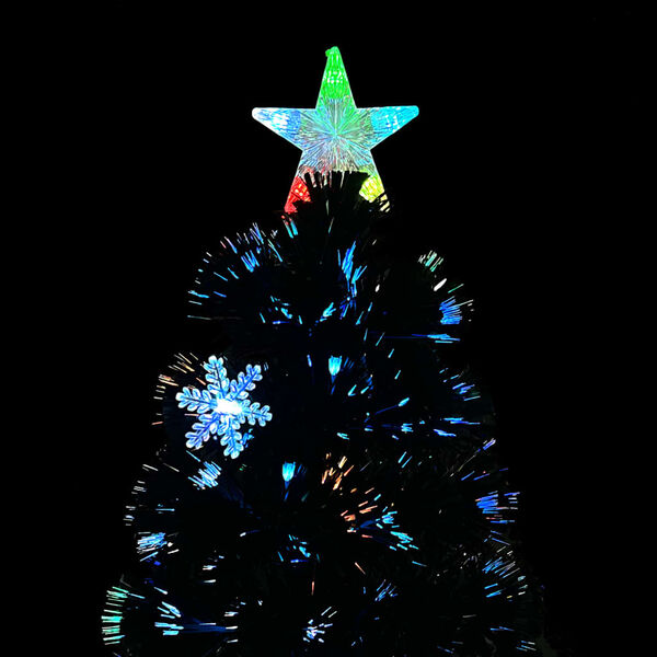 vidaXL Weihnachtsbaum mit LED-Schneeflocken Schwarz 210 cm Fiberoptik