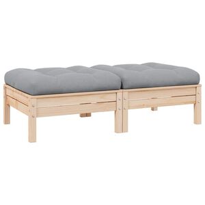 vidaXL Gartensofa 2-Sitzer mit Kissen in Grau Massivholz Kiefer