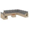 vidaXL 12-tlg. Garten-Sofagarnitur mit Kissen Beige Poly Rattan