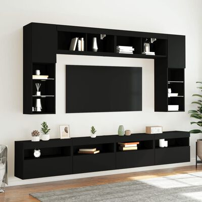 vidaXL TV-Wandschrank mit LED-Leuchten Schwarz 60x30x40 cm