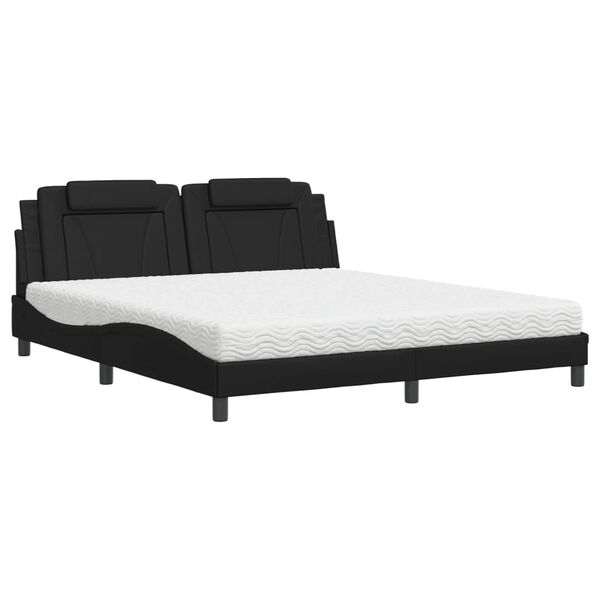 vidaXL Bett "Viana" mit Matratze Schwarz 180x200 cm Kunstleder