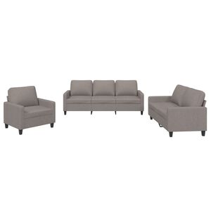 vidaXL 3-tlg. Sofagarnitur mit Kissen Taupe Stoff