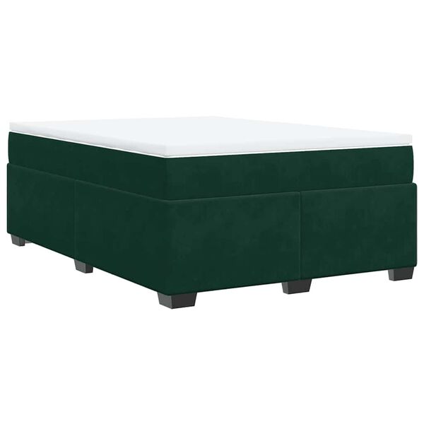 vidaXL Boxspringbett mit Matratze Dunkelgr&uuml;n 160x200 cm Samt