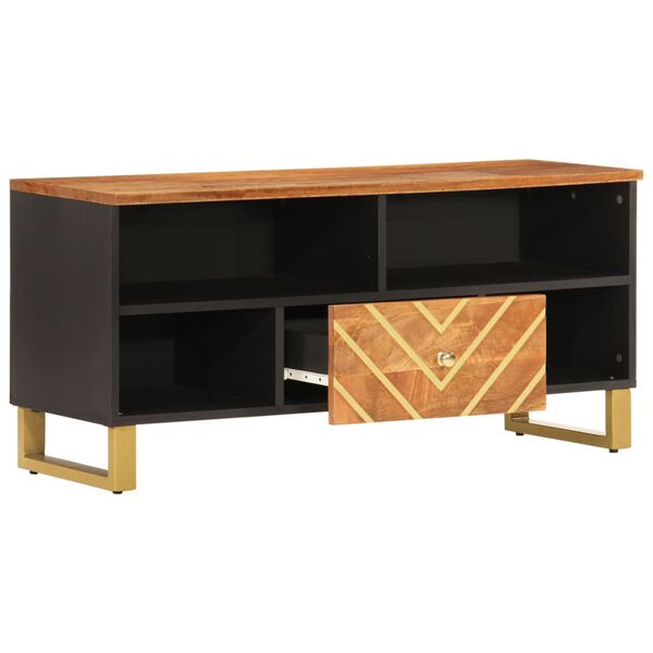 vidaXL TV-Schrank Braun und Schwarz 100x33,5x46 cm Massivholz Mango