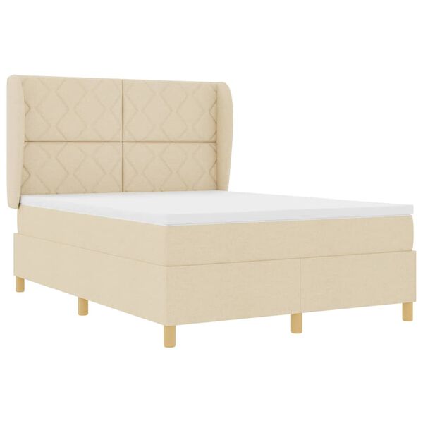 vidaXL Boxspringbett mit Matratze Creme 200 x 160 cm Stoff
