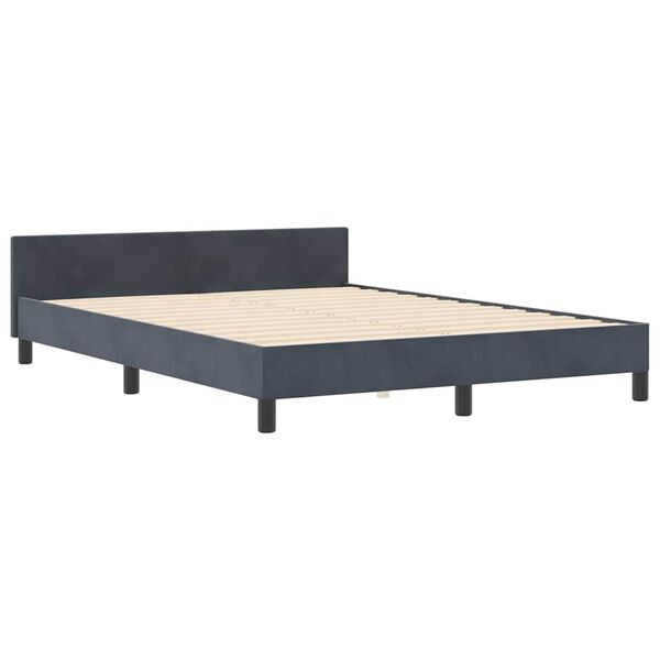 vidaXL Boxspringbett mit Kopfteil Dunkelgrau 140 x 200 cm Samt